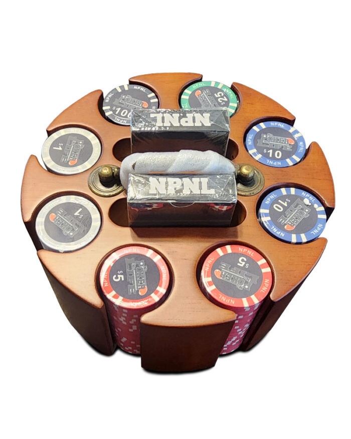 No Poker No Life Chip Set 200 pc with Wooden Carousel