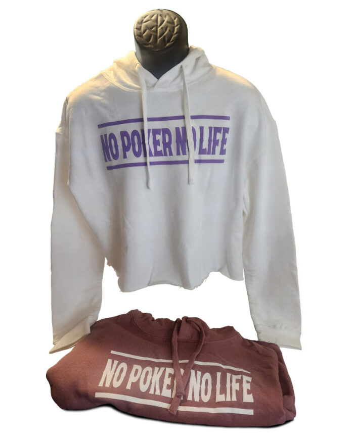 Women's No Poker No Life Straight Line Cut-Off Hoodie - Image 2